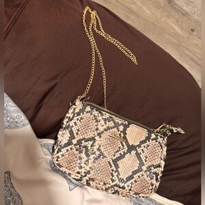 Primark Snake Print Crossbody Bag with Gold Chain